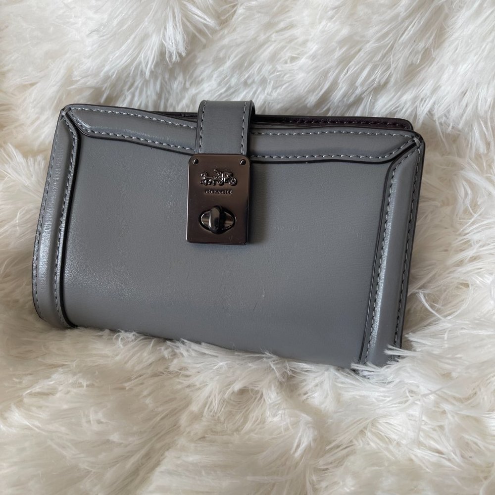 Coach leather wallet - gray, trifold